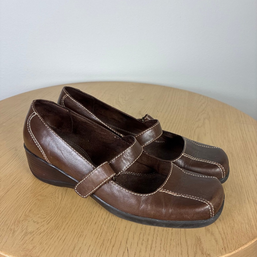 Naturalizer Leather Mary Jane Wedge Heels Square Toe Women's 6.5 Fall Retro 90s